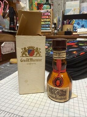 Grand Marnier Mini Bottle with Original Box - Amber Glass